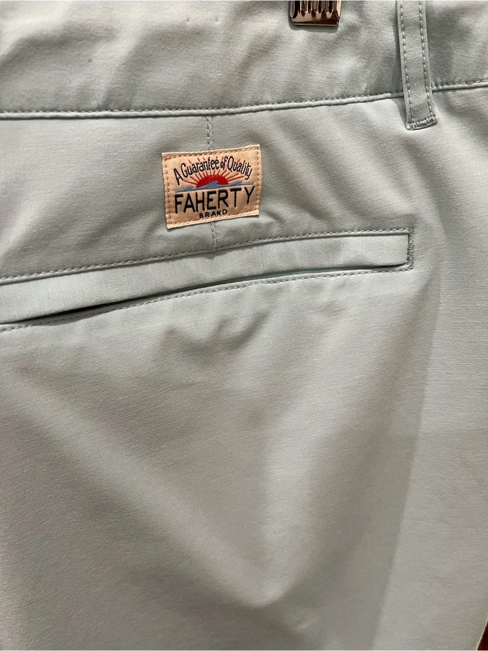 Faherty Men’s All Day Belt Loop Stretch Performance Shorts SZ 34 Seafoam